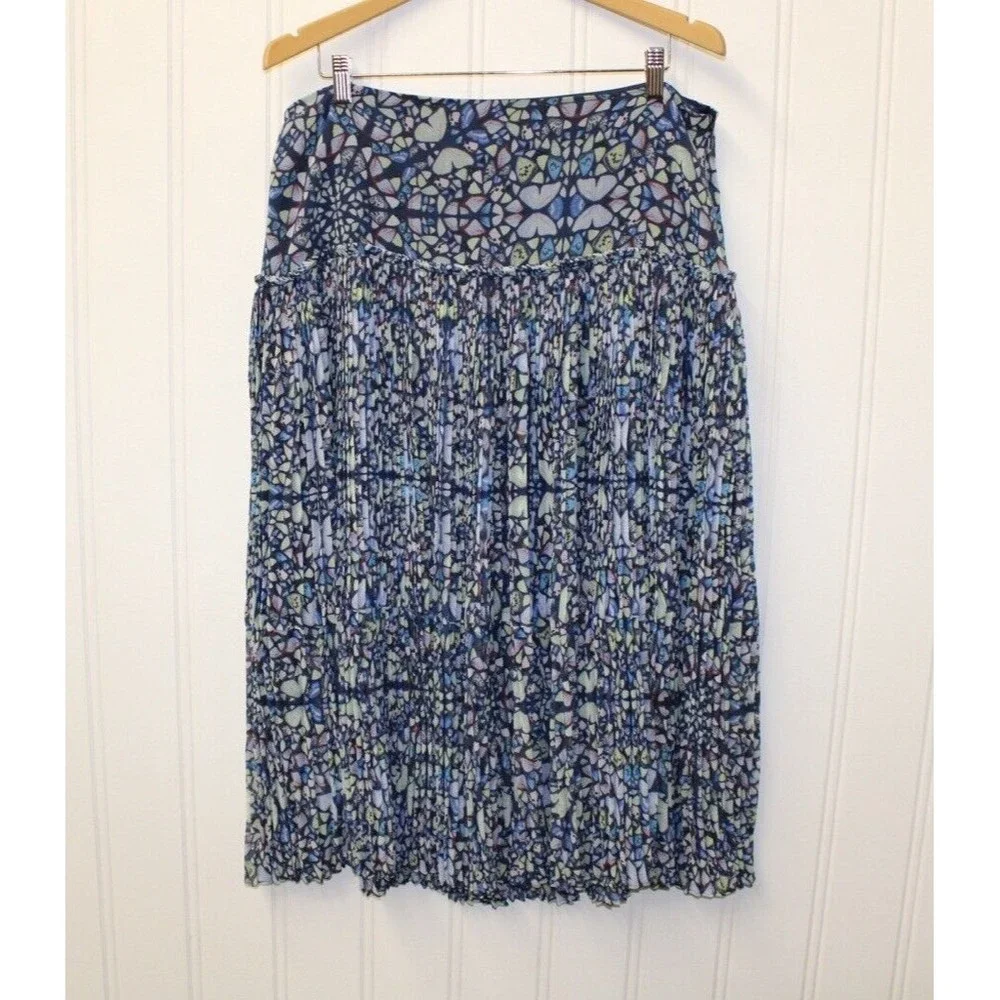 Ted Baker Lailaah Corrugated Pleat Midi Skirt Blue Size 5 US‎ 12  $275